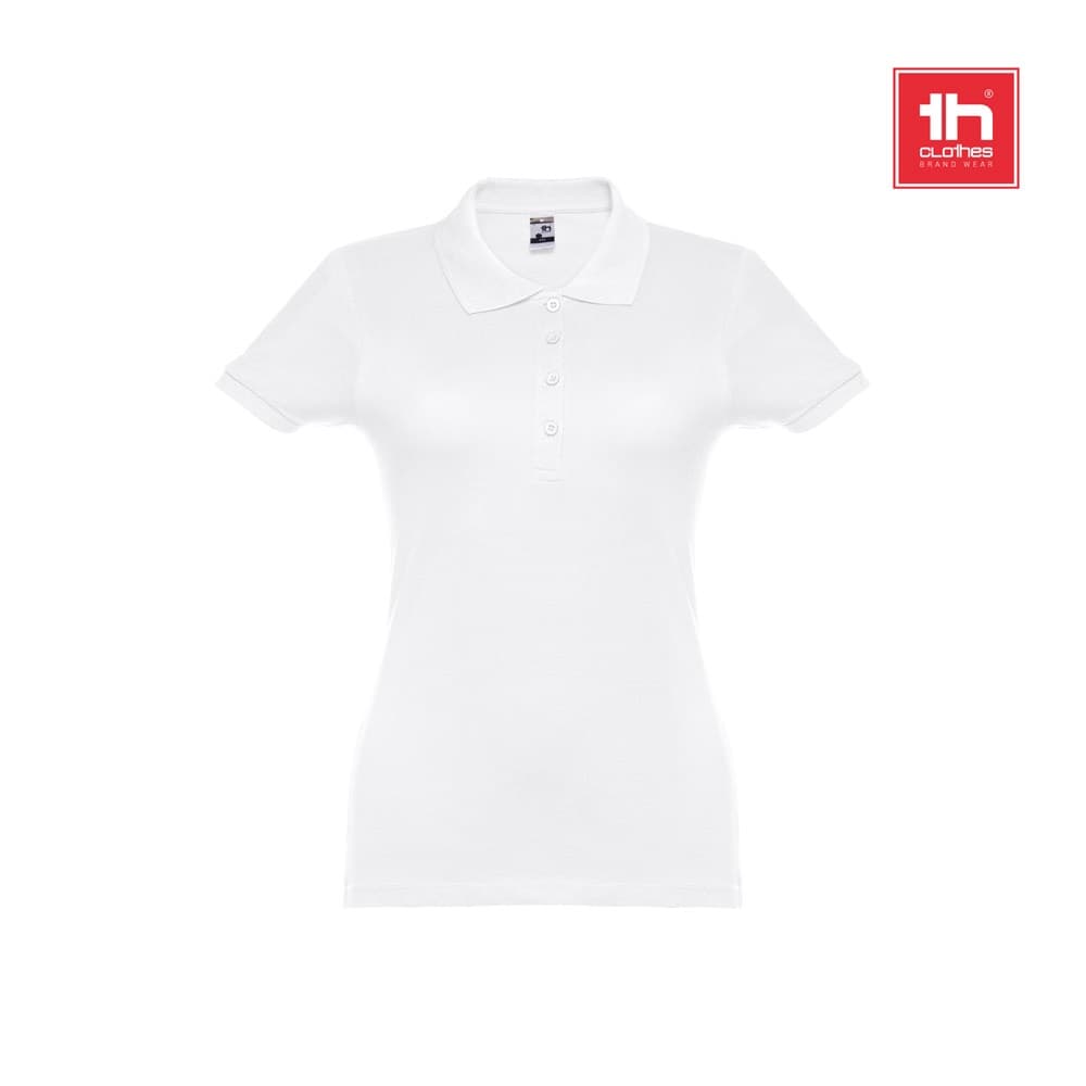 THC EVE WH. Polo da donna a maniche corte con cintura in cotone cardato - vista 5
