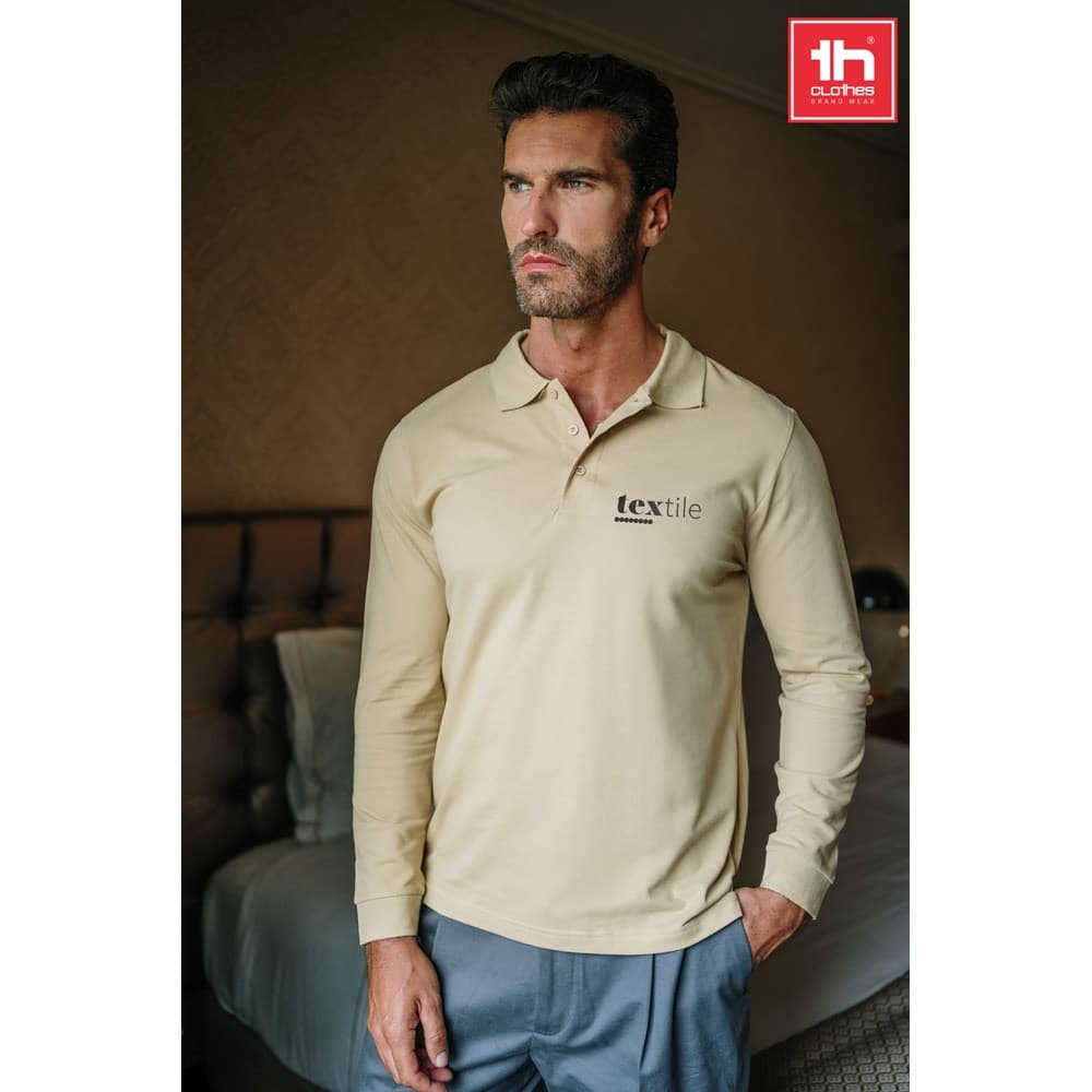 THC BERN. Polo da uomo a maniche lunghe in cotone cardato - vista 5