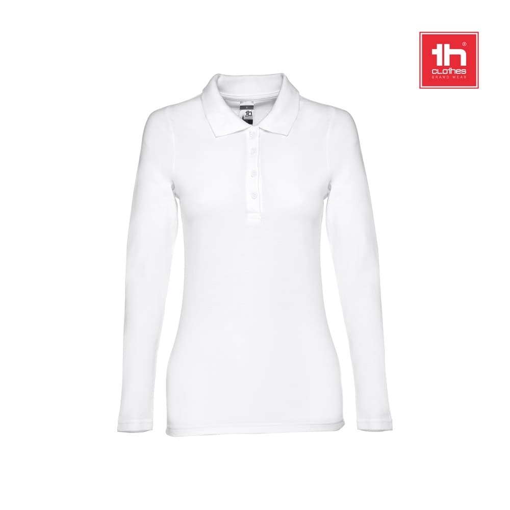 THC BERN WOMEN WH. Polo da donna a manica lunga in cotone cardato - vista 5