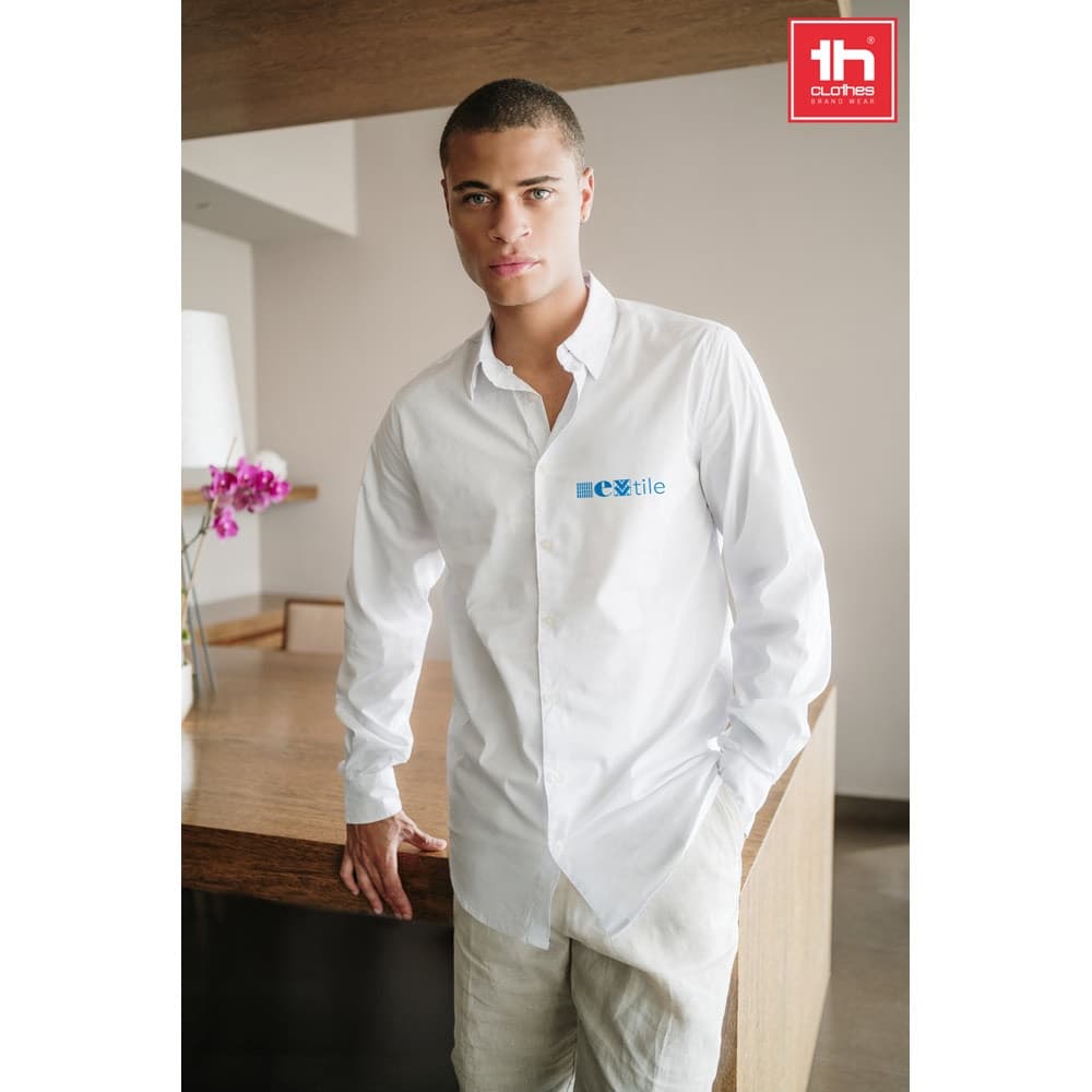 THC PARIS WH. Camicia da uomo in popeline a maniche lunghe. colore bianco - vista 5