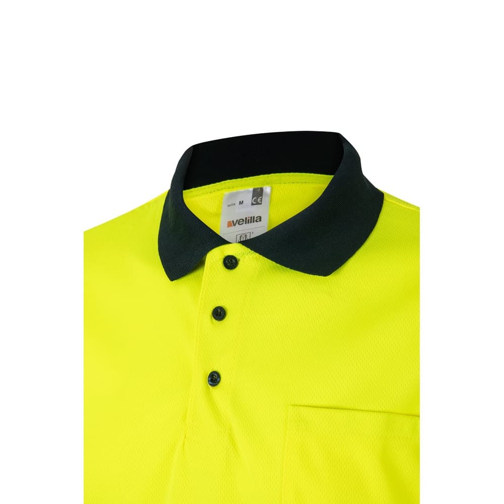 VL CUPID LARGE. Polo bicolore bird-eye (160g/m²) con maniche corte, in poliestere (100%) - vista 4