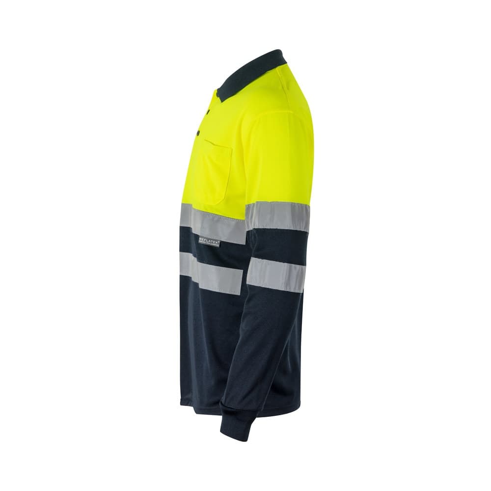 VL VULCAN. Polo bicolore bird-eye (160g/m²) con maniche lunghe, in poliestere (100%) - vista 3