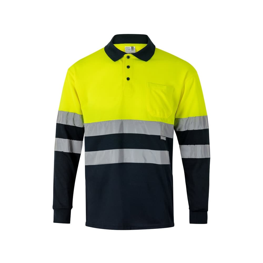 VL VULCAN. Polo bicolore bird-eye (160g/m²) con maniche lunghe, in poliestere (100%) - vista 1
