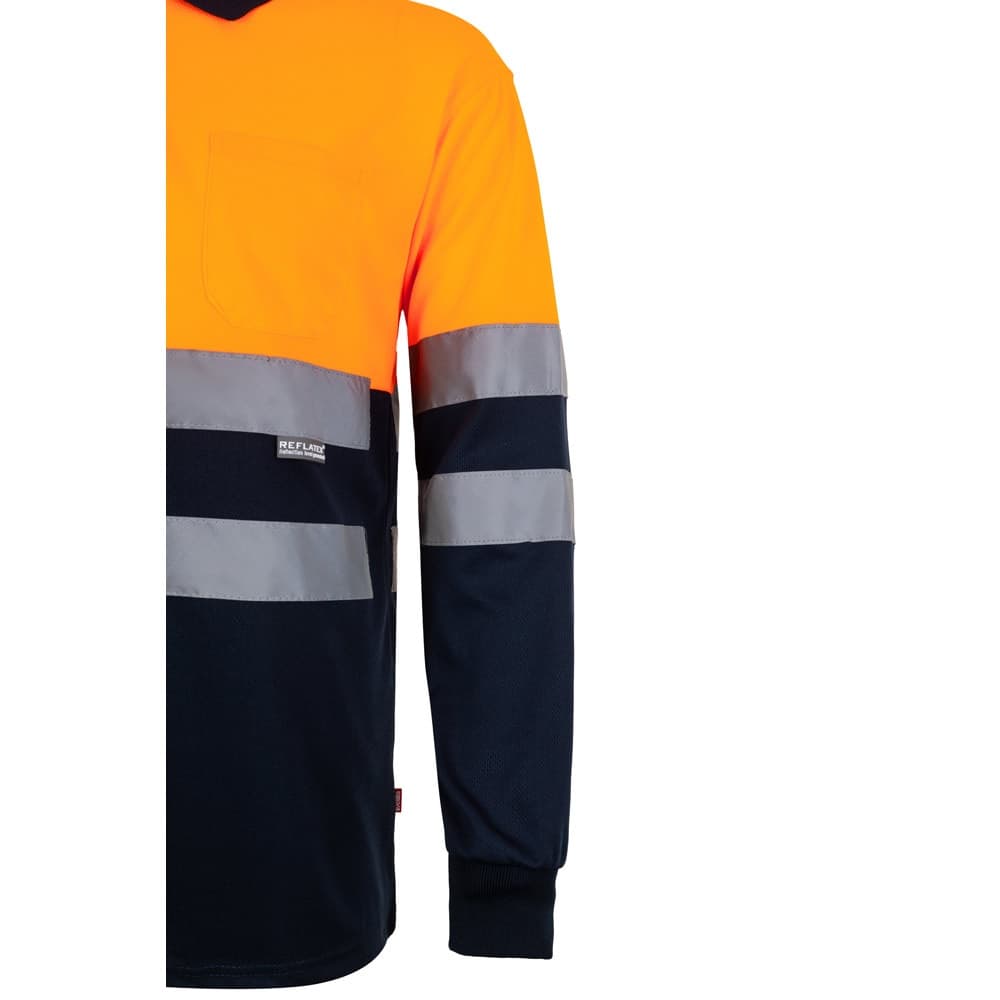 VL VULCAN LARGE. Polo bicolore bird-eye (160g/m²) con maniche lunghe, in poliestere (100%) - vista 5