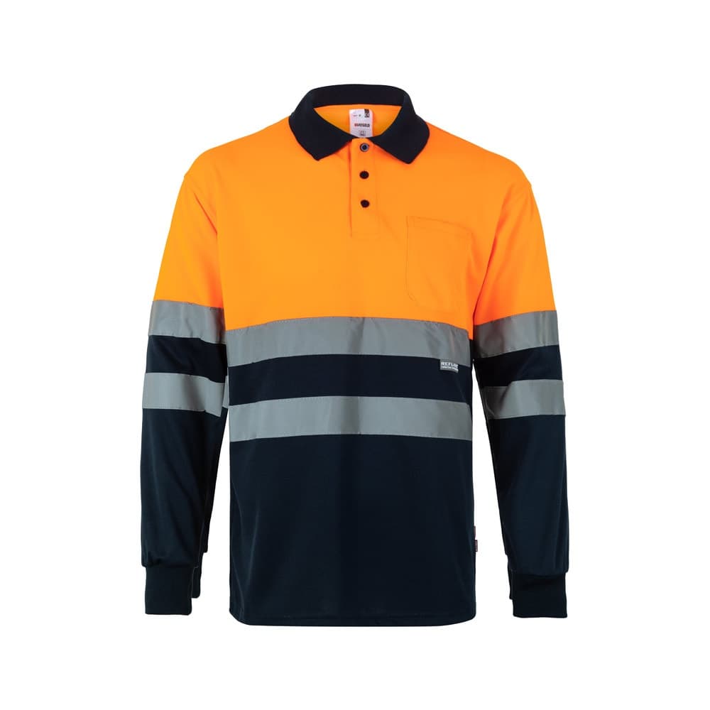 VL VULCAN LARGE. Polo bicolore bird-eye (160g/m²) con maniche lunghe, in poliestere (100%) - vista 1