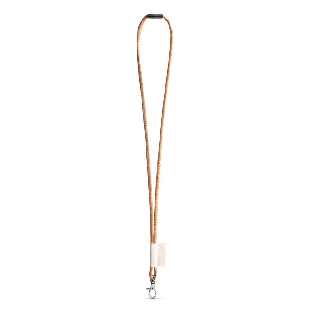 75096. SET Lanyard CORK Lungo (Ø 5 mm) con moschettone a grilletto da 9 mm e chiusura di sicurezza da Ø 5 mm - vista 1