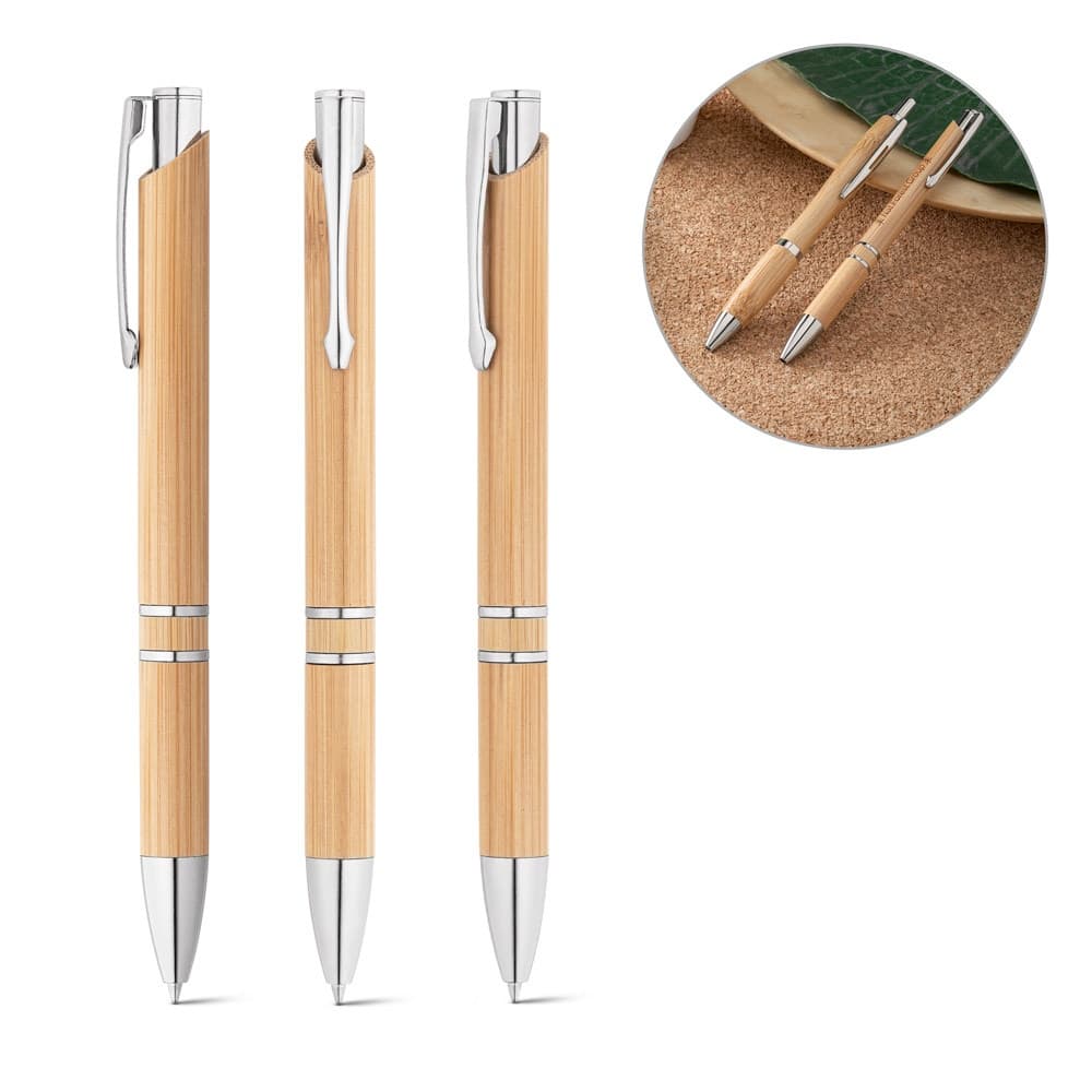BETA BAMBOO. Penna a sfera in bambù con clip e dettagli in metallo - vista 4