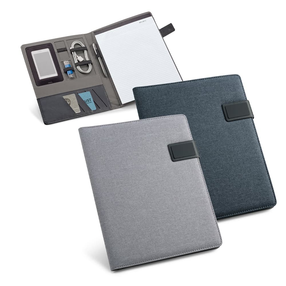 RIORDAN. Cartella A4 in PU e imitazione lino con blocco pagine a righe - vista 2