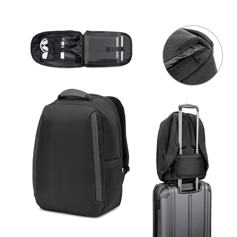 YANGON BPACK. Zaino antifurto, in twill con rivestimento idrorepellente e poliestere riciclato 600D ad alta densità, per laptop da 17.3" - vista 7