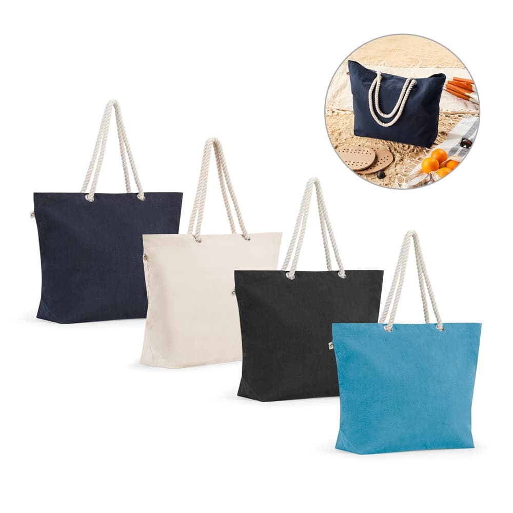 ATHENS. Borsa da spiaggia in cotone riciclato (70%) e poliestere riciclato (30%) (220 g/m²) - vista 3