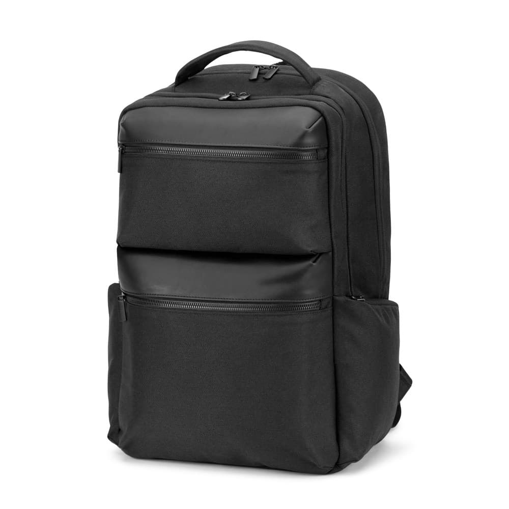 COPENHAGEN. Zaino in twill riciclato idrorepellente con due ampie tasche anteriori da 17'3" - vista 1