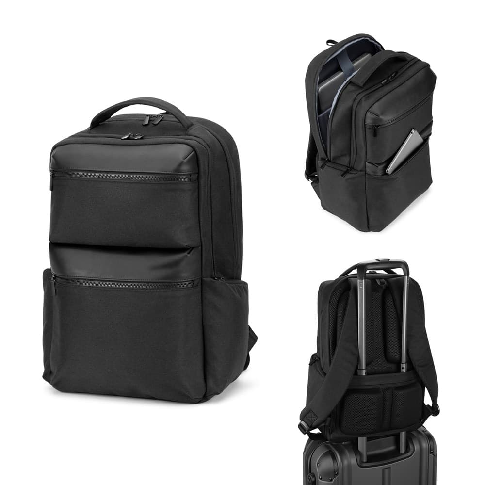 COPENHAGEN. Zaino in twill riciclato idrorepellente con due ampie tasche anteriori da 17'3" - vista 7