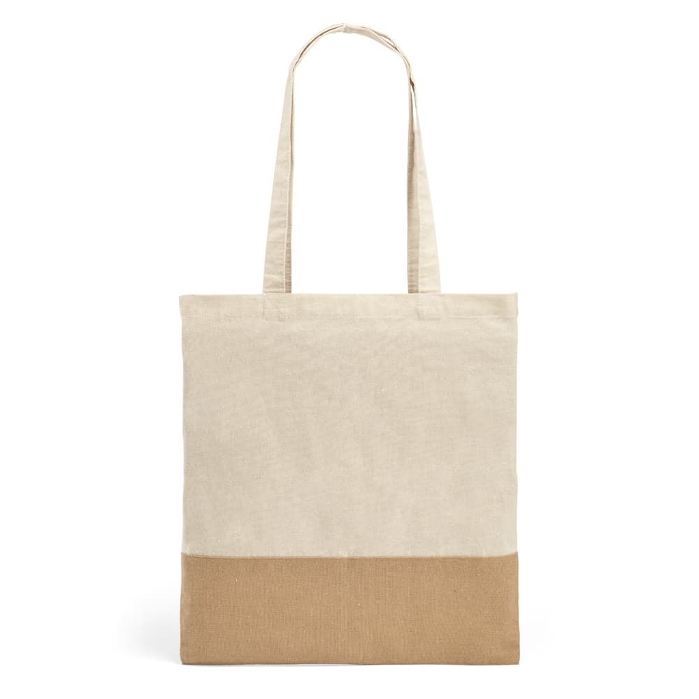MERCAT. Borsa in cotone 100% (160 g/m²) con dettaglio in imitazione iuta - vista 2