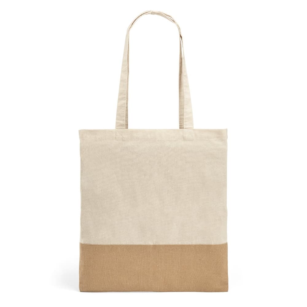 MERCAT. Borsa in cotone 100% (160 g/m²) con dettaglio in imitazione iuta - vista 1