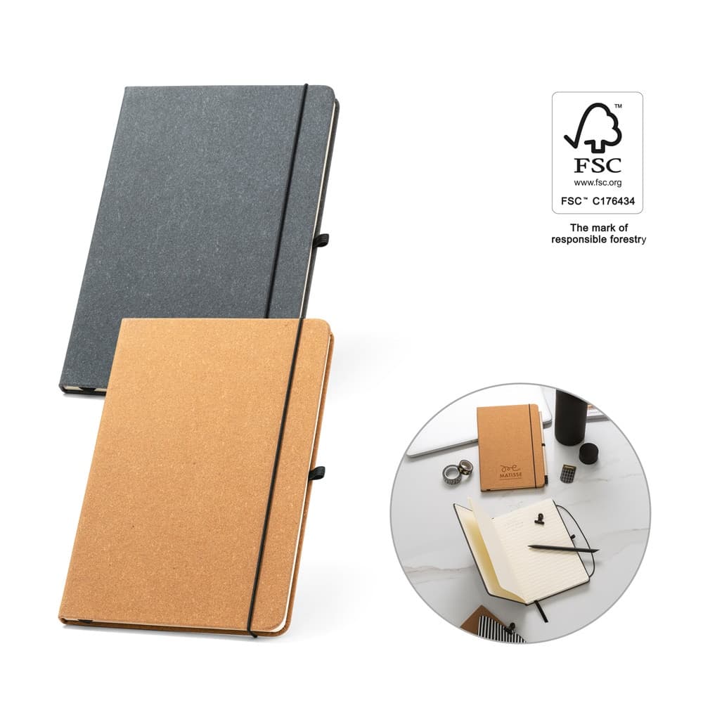 MATISSE. Blocco note A5 con copertina rigida in pelle (70% riciclata) con pagine a righe - vista 5