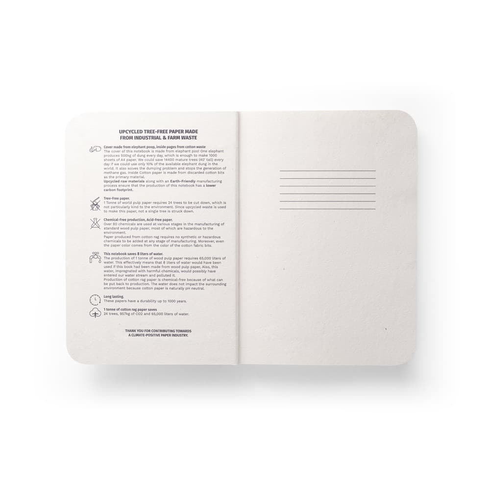 ORGANIC SEMI-RIGID. Block notes A5 con copertina semirigida fabbricata tramite materia organica degli elefanti (80%) - vista 2