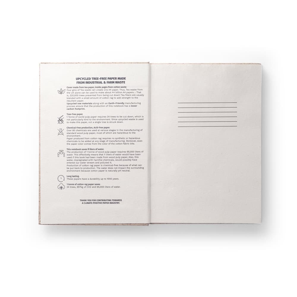 TEAPAD RIGID. Block notes A5 con copertina rigida fabbricata tramite gli scarti delle foglie di tè (65%) - vista 3