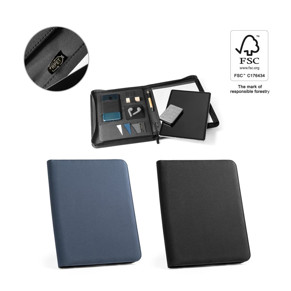 EMERGE FOLDER. Cartella A4 in poliestere riciclato (100% rPET) 300D con chiusura zip - vista 7