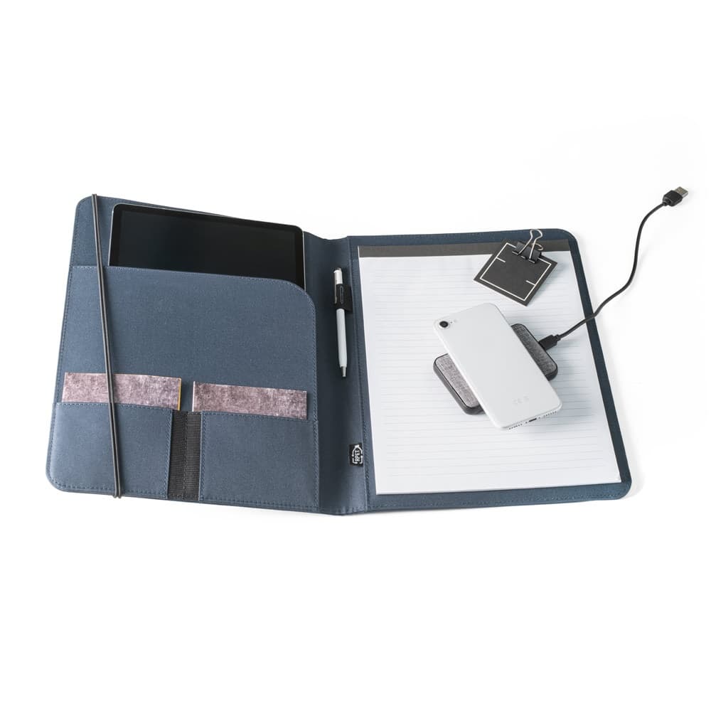 EMERGE FOLDER II. Cartella A4 in in poliestere riciclato (100% rPET) 300D con chiusura ad elastico - vista 3