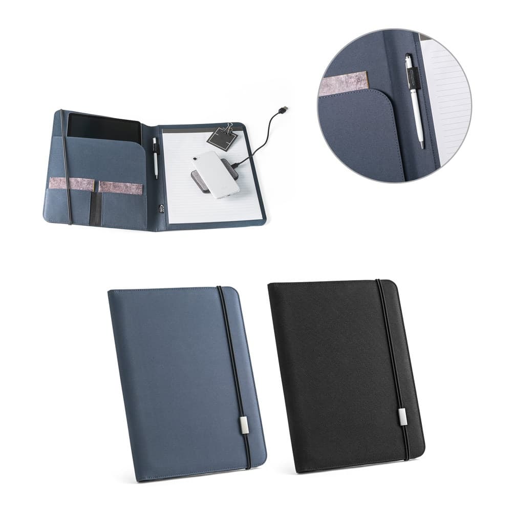 EMERGE FOLDER II. Cartella A4 in in poliestere riciclato (100% rPET) 300D con chiusura ad elastico - vista 5