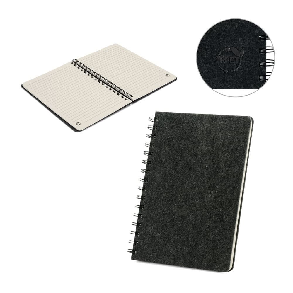 MISHIMA. Block notes A5 con copertina semirigida in feltro riciclato (100% rPET) , con spirale e pagine a righe - vista 6