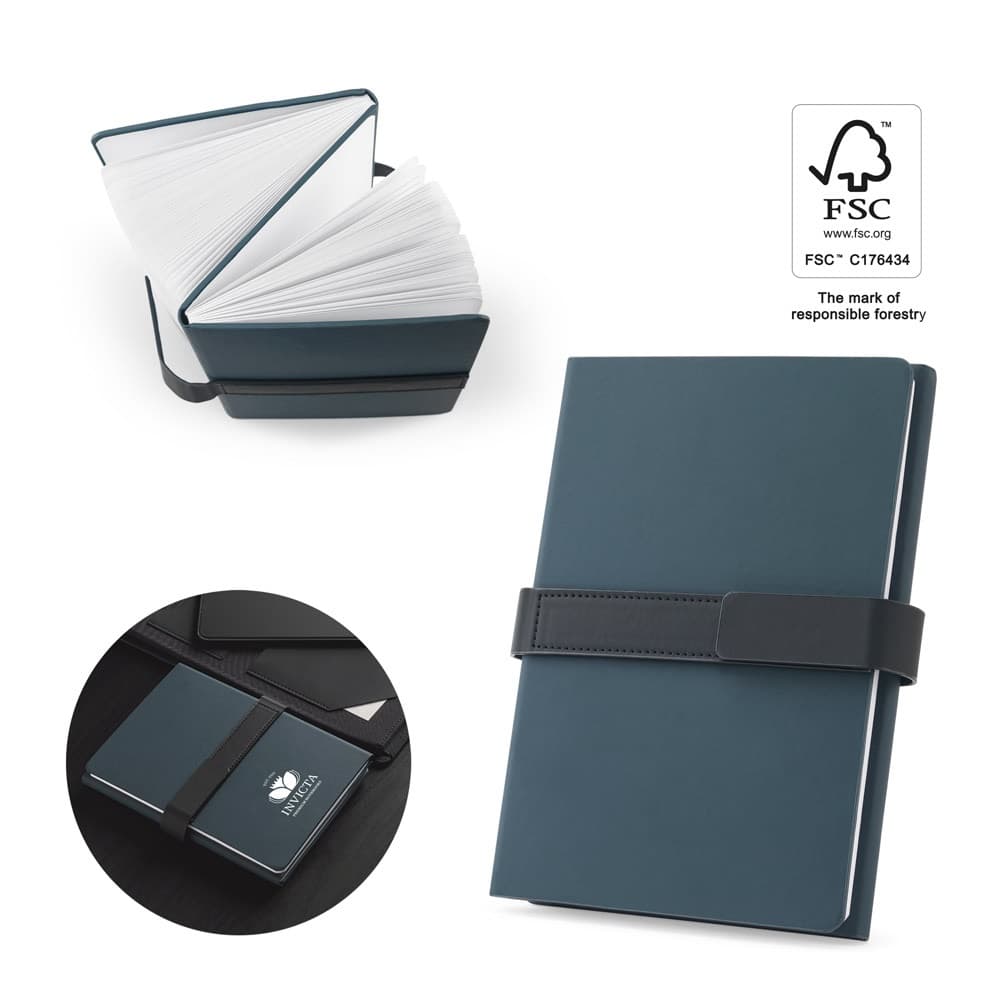 SANDERSON. Blocco note A5 in PU (riciclato al 50%) con due blocchi: pagine a righe e pagine bianche - vista 6