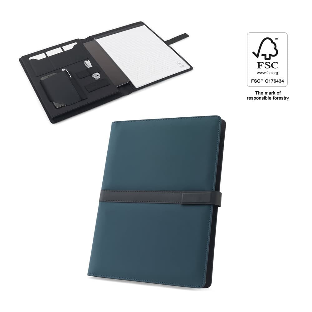 SANDERSON FOLDER. Cartella A4 in PU (riciclato al 50%) con chiusura magnetica e blocco note con pagine a righe - vista 4