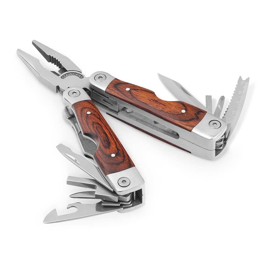 MAGNUM. Pinzia pieghevole con strumenti multifunzione in acciaio inox e legno - vista 1