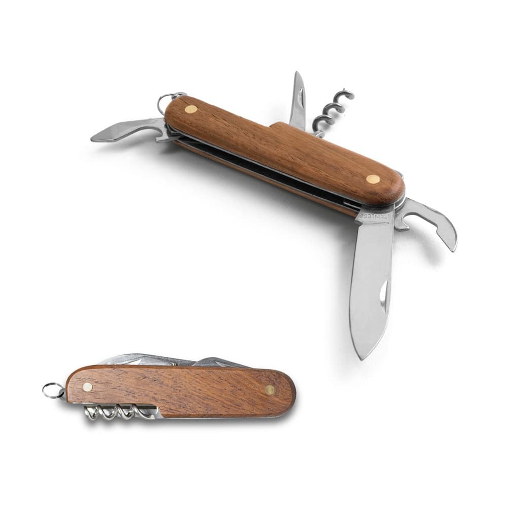 BELPIANO. Coltello tascabile multifunzione in acciaio inox e legno - vista 5