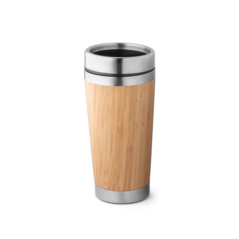 PIETRO. Bicchiere da viaggio in bambù e acciaio inox 500 mL - vista 1