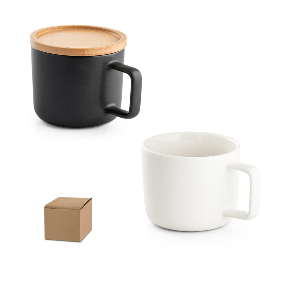 FANGIO. Tazza in ceramica da 220 mL con tappo e base in bambù - vista 4