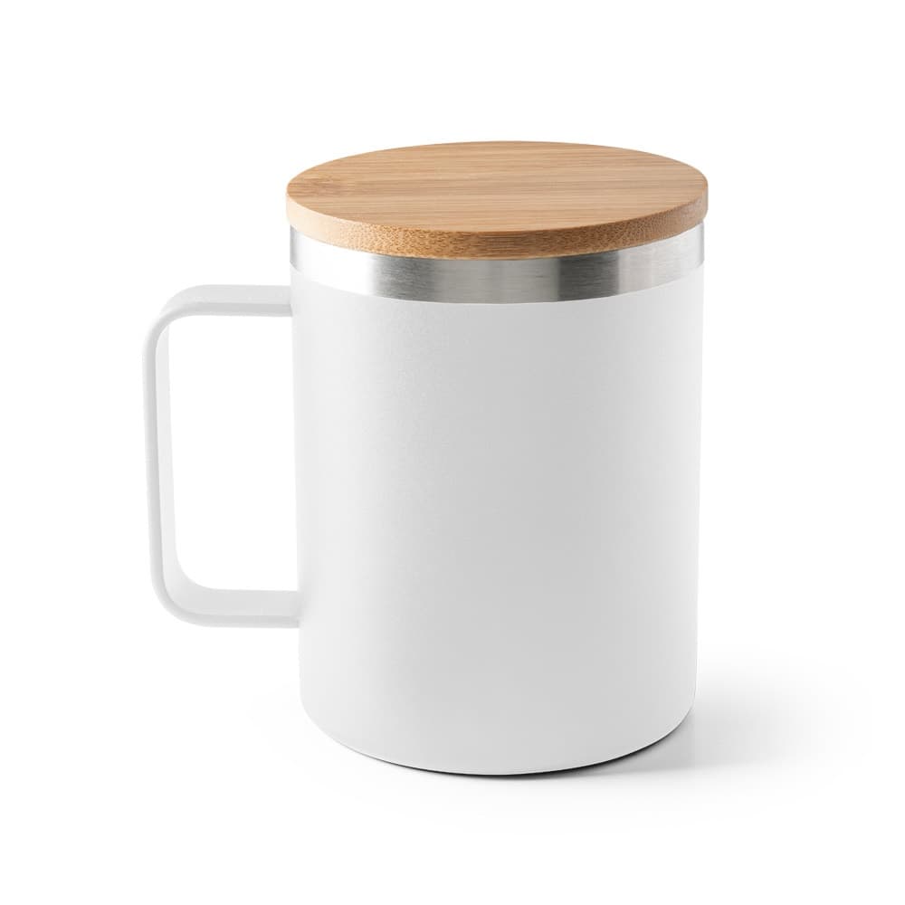 LAUDA. Tazza in acciaio inossidabile riciclato al 90% con coperchio in bambù 420 mL - vista 2