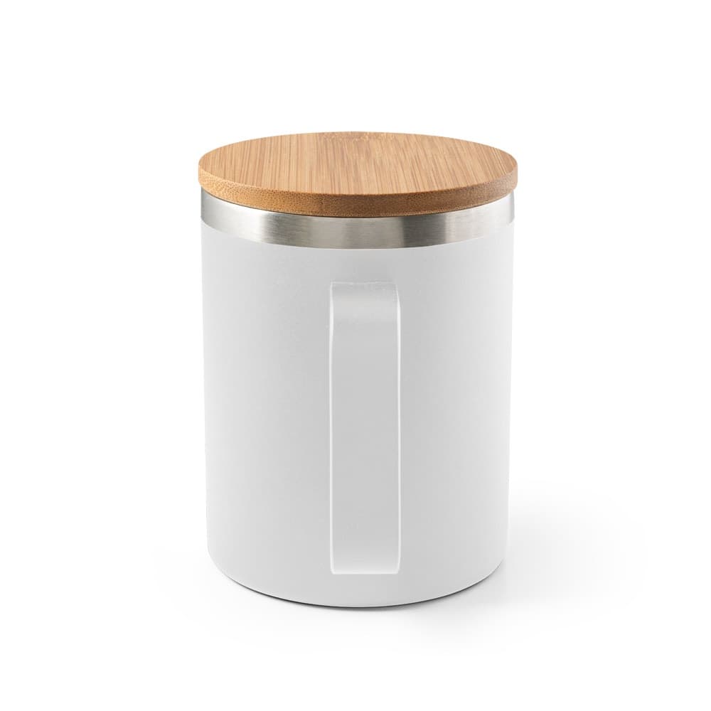 LAUDA. Tazza in acciaio inossidabile riciclato al 90% con coperchio in bambù 420 mL - vista 3