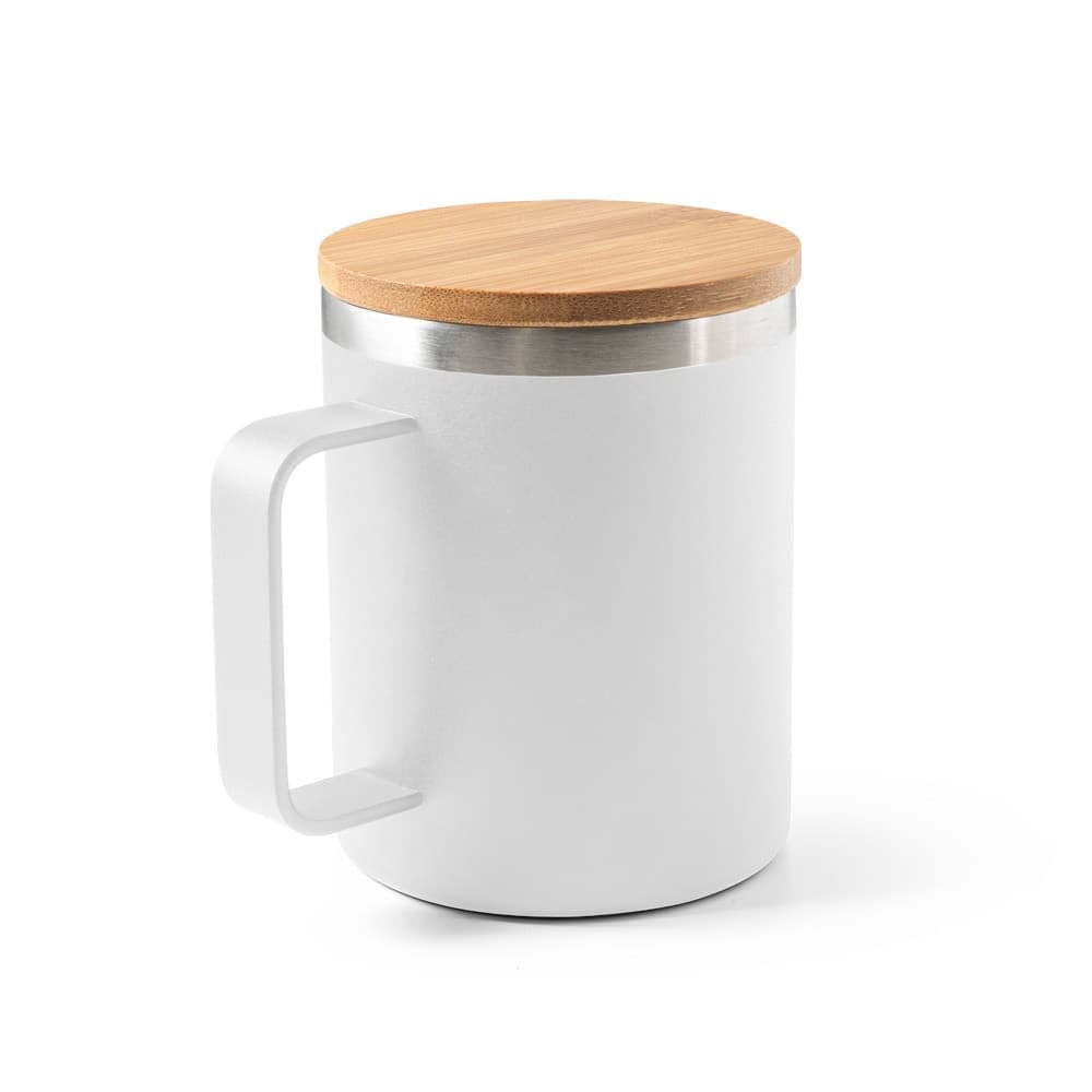 LAUDA. Tazza in acciaio inossidabile riciclato al 90% con coperchio in bambù 420 mL - vista 1