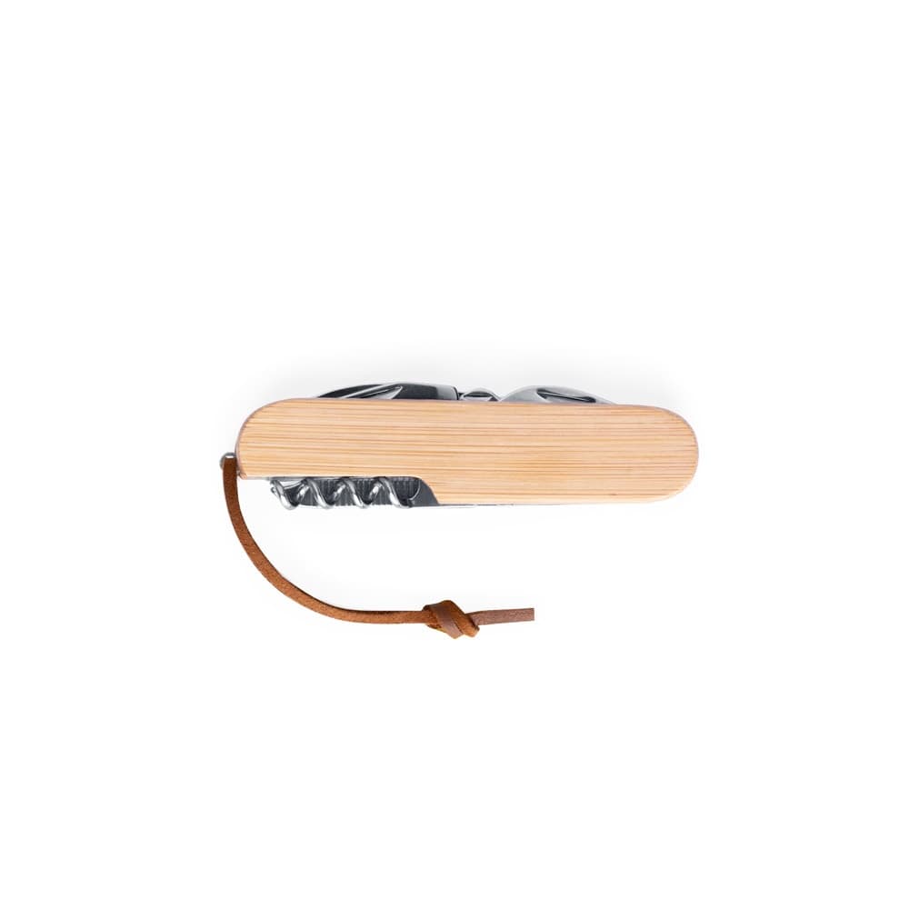 RYKER. Coltello tascabile multifunzionale in bambù e acciaio inossidabile con manico in PU - vista 4