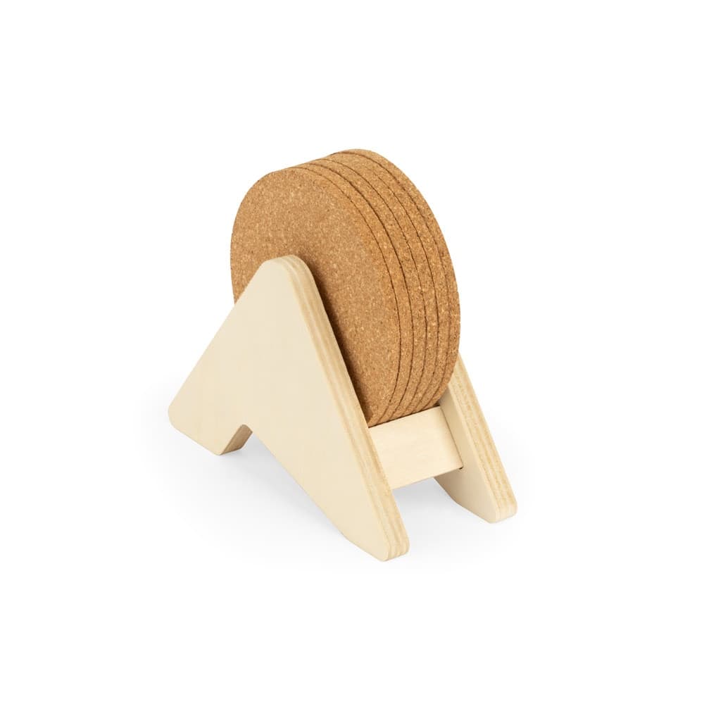 PLYCORK. Supporto in compensato con 6 sottobicchieri in sughero - vista 1