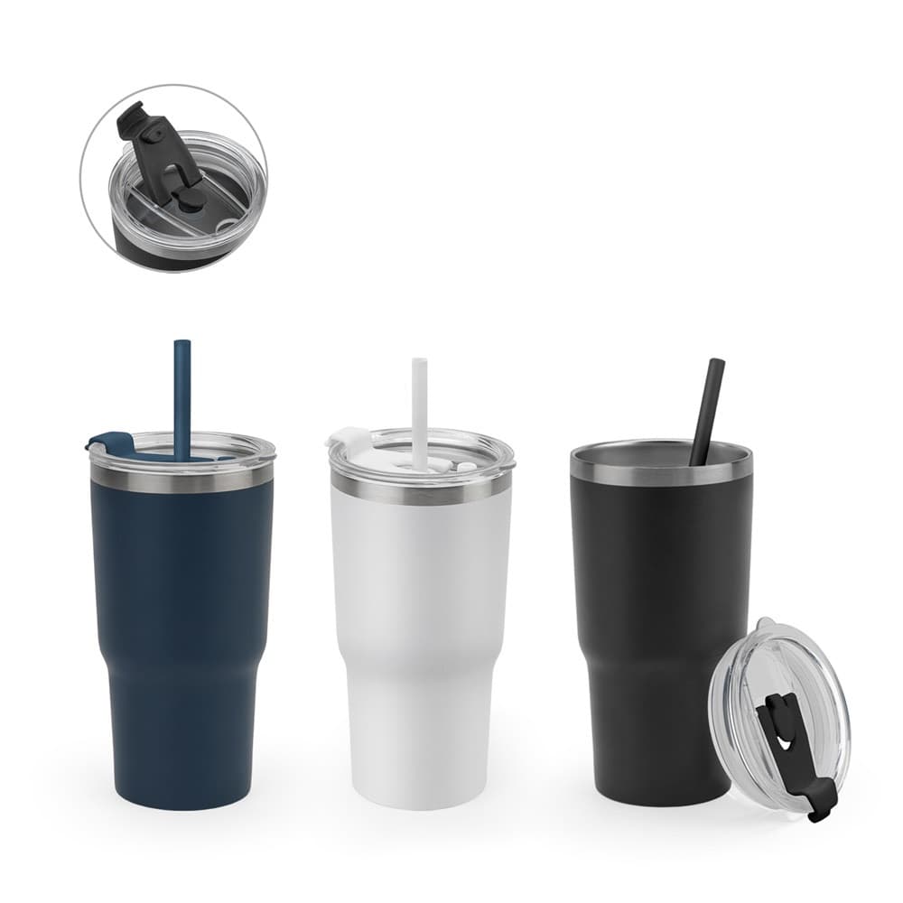 JOYNER M. Tazza da viaggio compatta in acciaio inossidabile (riciclata al 91%) con doppia parete isolata sottovuoto e finitura opaca da 600 ml - vista 4