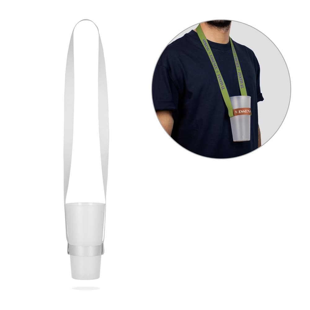 BRADFORD. SET Lanyard SUBLIMATION Long II (20 mm) Duo in poliestere riciclato (100% rPET) con portabicchieri con cordino per sublimazione - vista 2