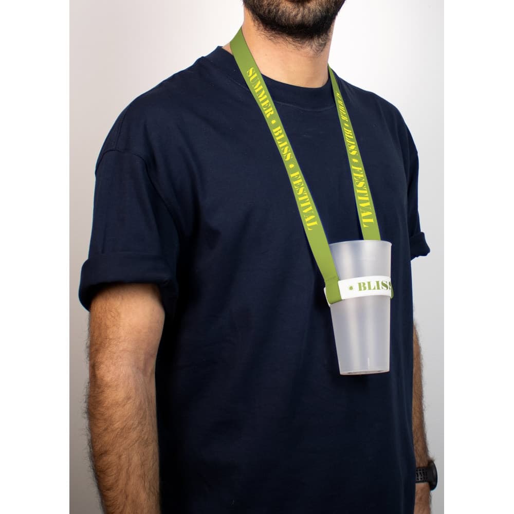 SWINDON. SET Lanyard SUBLIMATION Lungo II (20 mm) Duo con elastico portabicchieri per sublimazione - vista 3