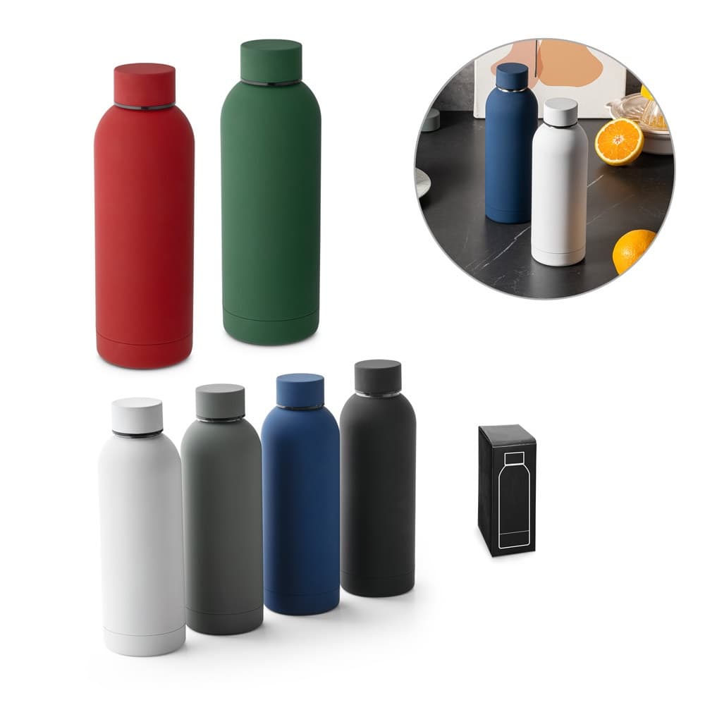 ODIN. Borraccia in acciaio inox (riciclata al 36%) con finitura in gomma 550ml - vista 4