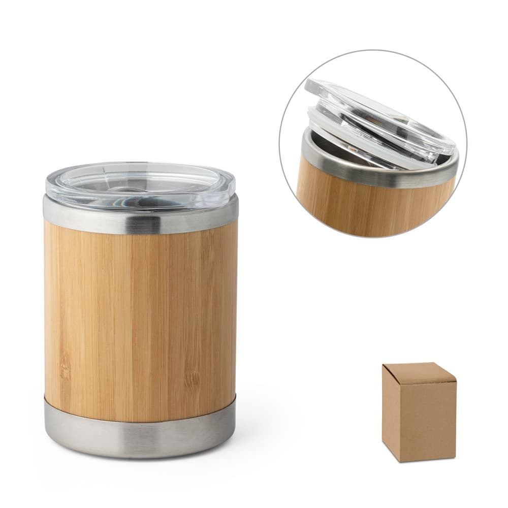 LYCKA. Bicchiere in acciaio inox e bambù 350 mL - vista 5