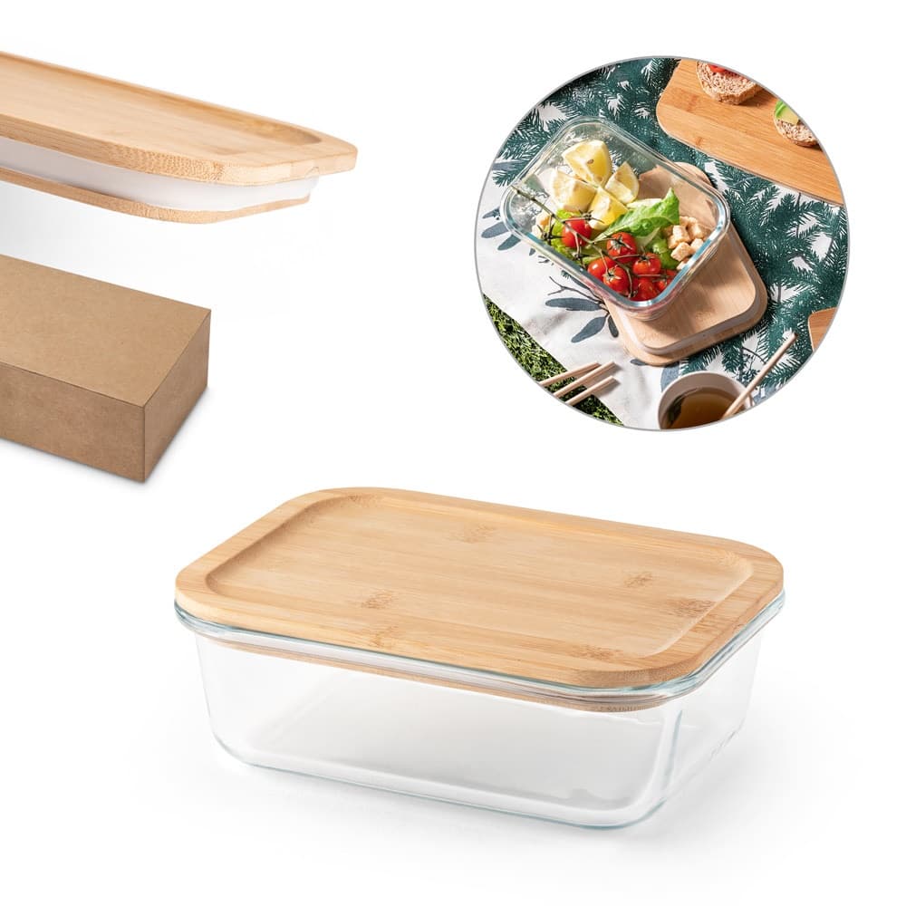 PORTOBELLO. Porta pranzo. Contenitore ermetico in vetro borosilicato e coperchio in bambù 1000 mL - vista 4