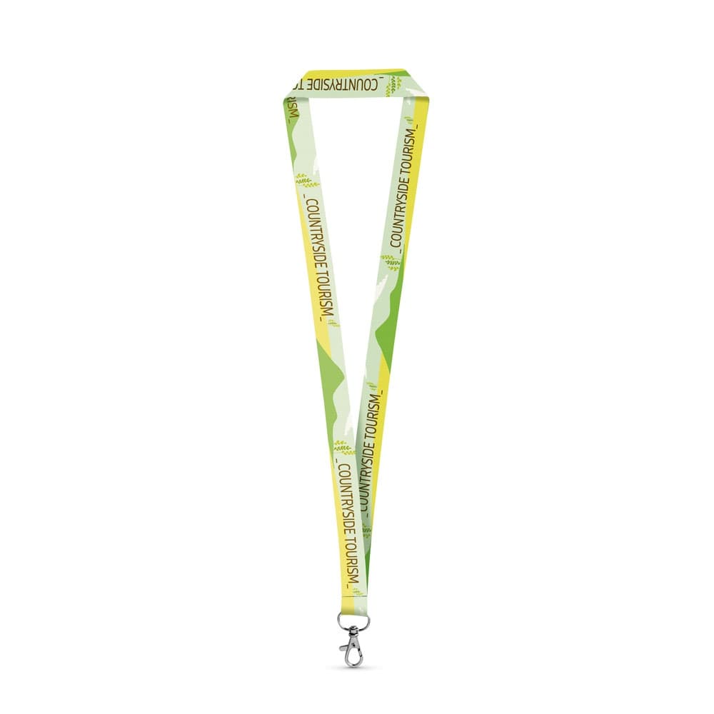 WINDSOR. SET Lanyard SUBLIMATION Long II (20 mm) in poliestere riciclato (100% rPET) con moschettone a leva da 20 mm - vista 2