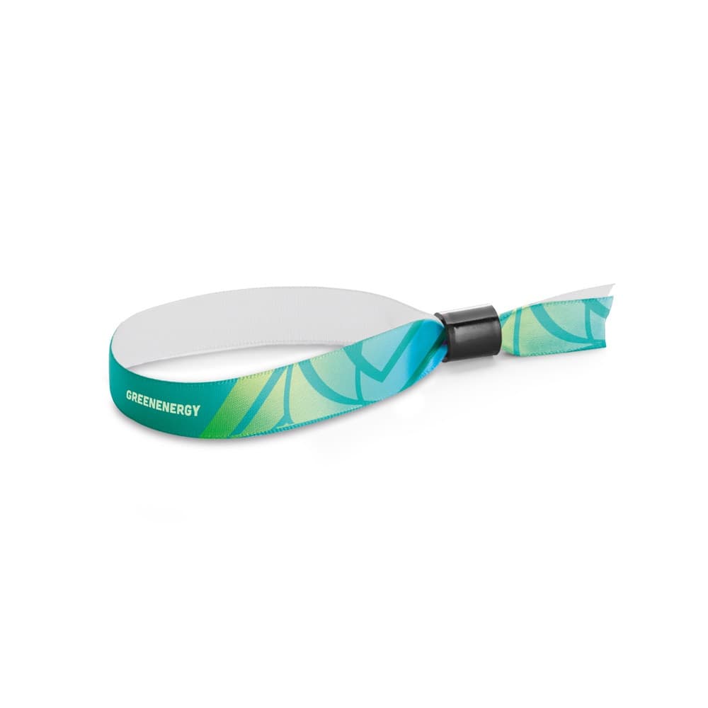 MENDOZA. SET Lanyard SUBLIMATION Slim I (15 mm) bracciale in poliestere con chiusura di sicurezza - vista 1