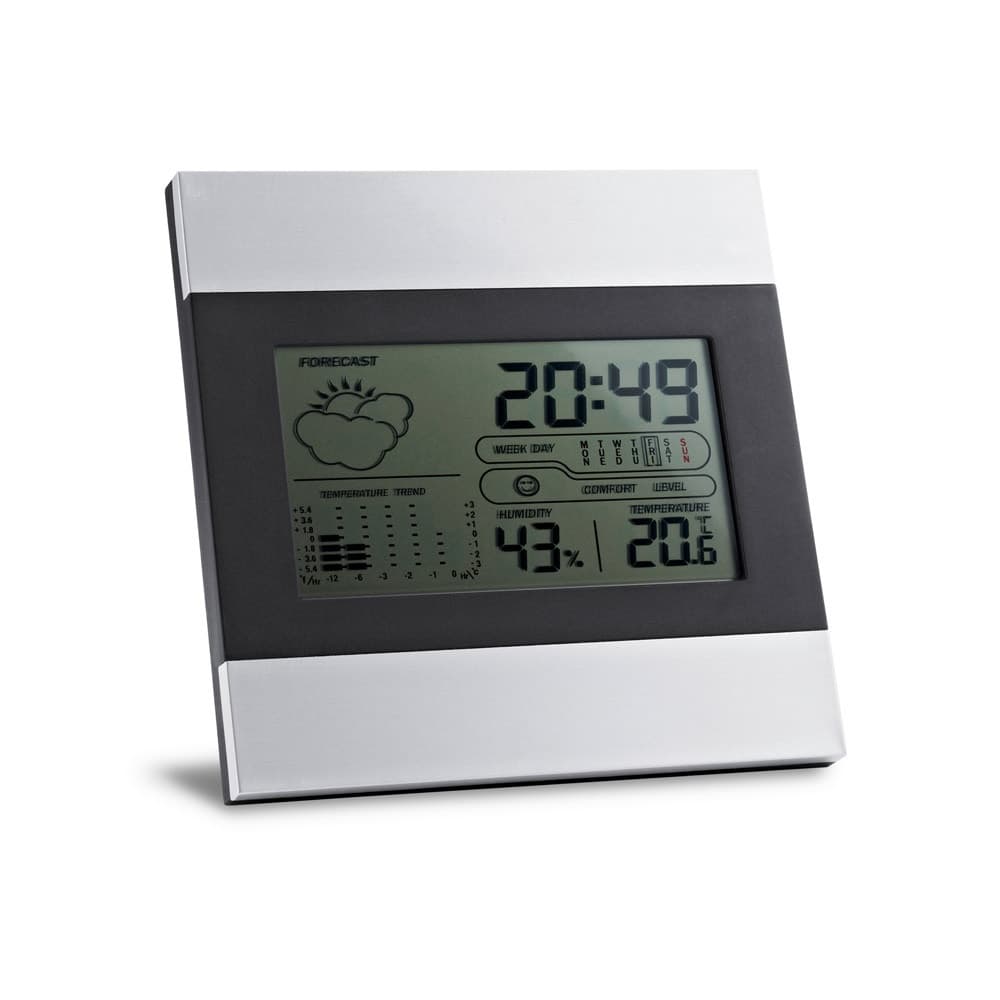 DENE. Stazione meteo da tavolo con schermo LCD in alluminio e ABS - vista 2