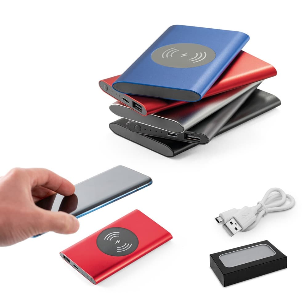 CASSINI. Power bank da 4'000 mAh con caricatore wireless da 5W in alluminio riciclato (100% rAL) - vista 2