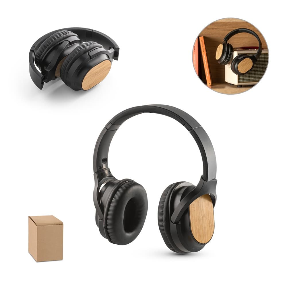 GOULD. Cuffie wireless pieghevoli con durata della batteria di 4 ore in bambù e ABS - vista 5