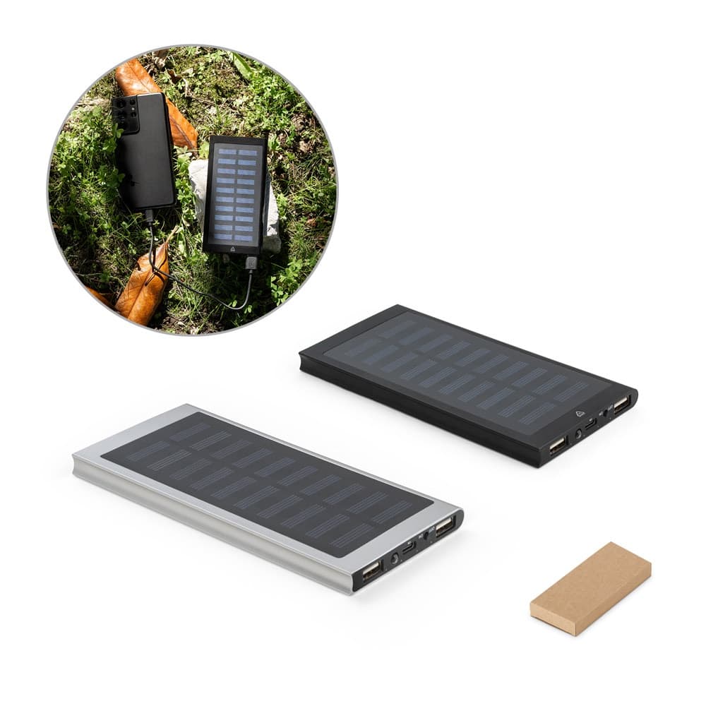 CLERK. Power bank da 8'000 mAh con pannello solare in alluminio 100% riciclato - vista 4