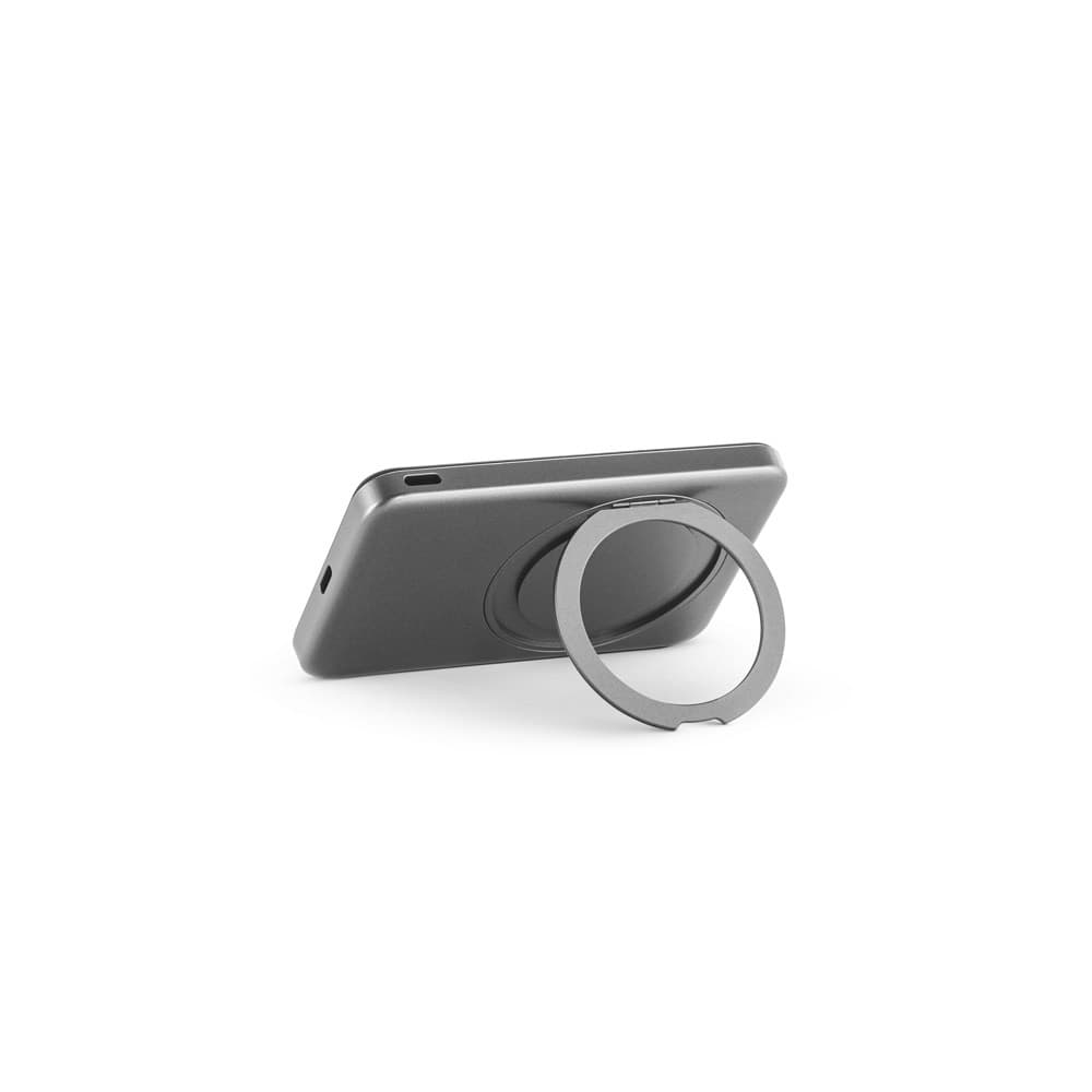 WARSHEL 5. Power bank magnetico da 5'000 mAh con caricatore wireless superveloce da 15W in ABS riciclato (100% rABS) con supporto - vista 4