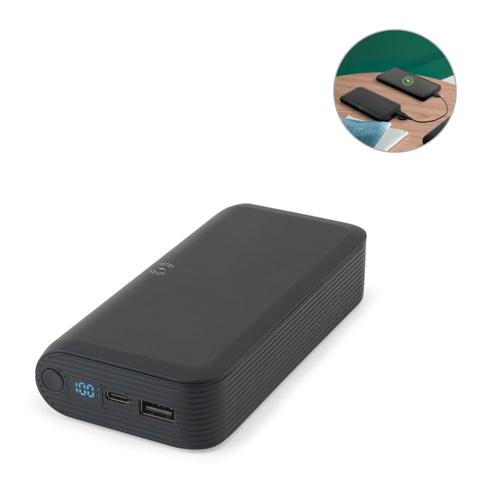 BECKER 20. Power bank da 20'000 mAh in ABS riciclato (100% rABS) con caricatore wireless superveloce da 15W - vista 5